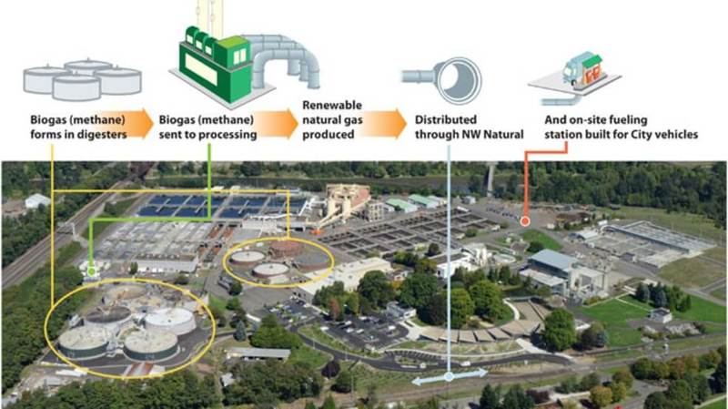Портленд планирует заменить дизельное топливо метаном из сточных вод