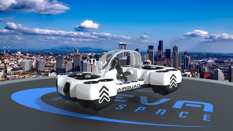 ﻿﻿ Представлена новая «летающая машина» - пассажирский коптер AirQuadOne