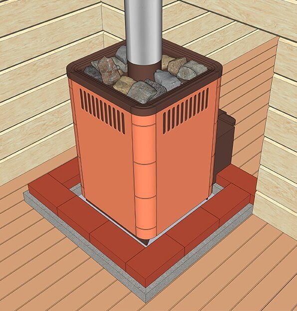 Как обложить железную печь в бане кирпичом