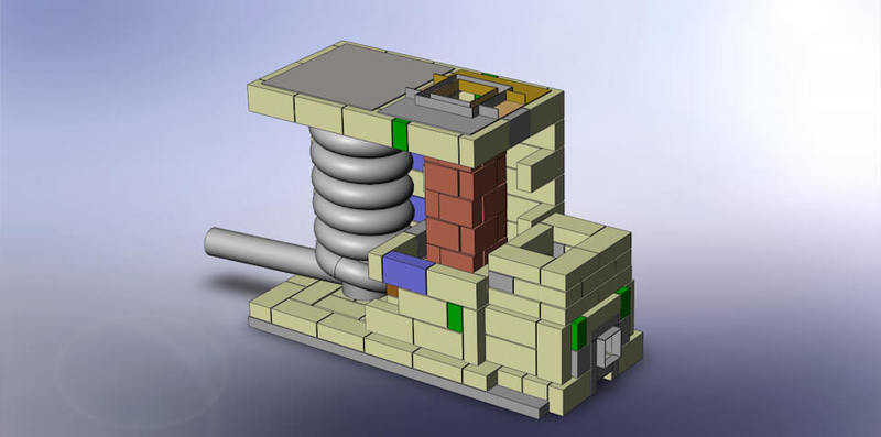Ракетная печь из огнеупорного кирпича