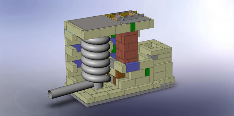 Ракетная печь из огнеупорного кирпича