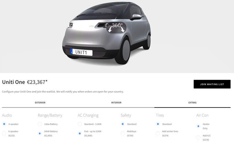 Uniti объявляет о цене за свой компактный электромобиль